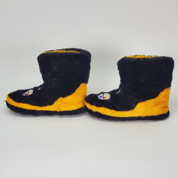 Pittsburgh Steelers High Ankle Front Zip Slippers Size Large Black Gold Foco - Picture 3 of 10